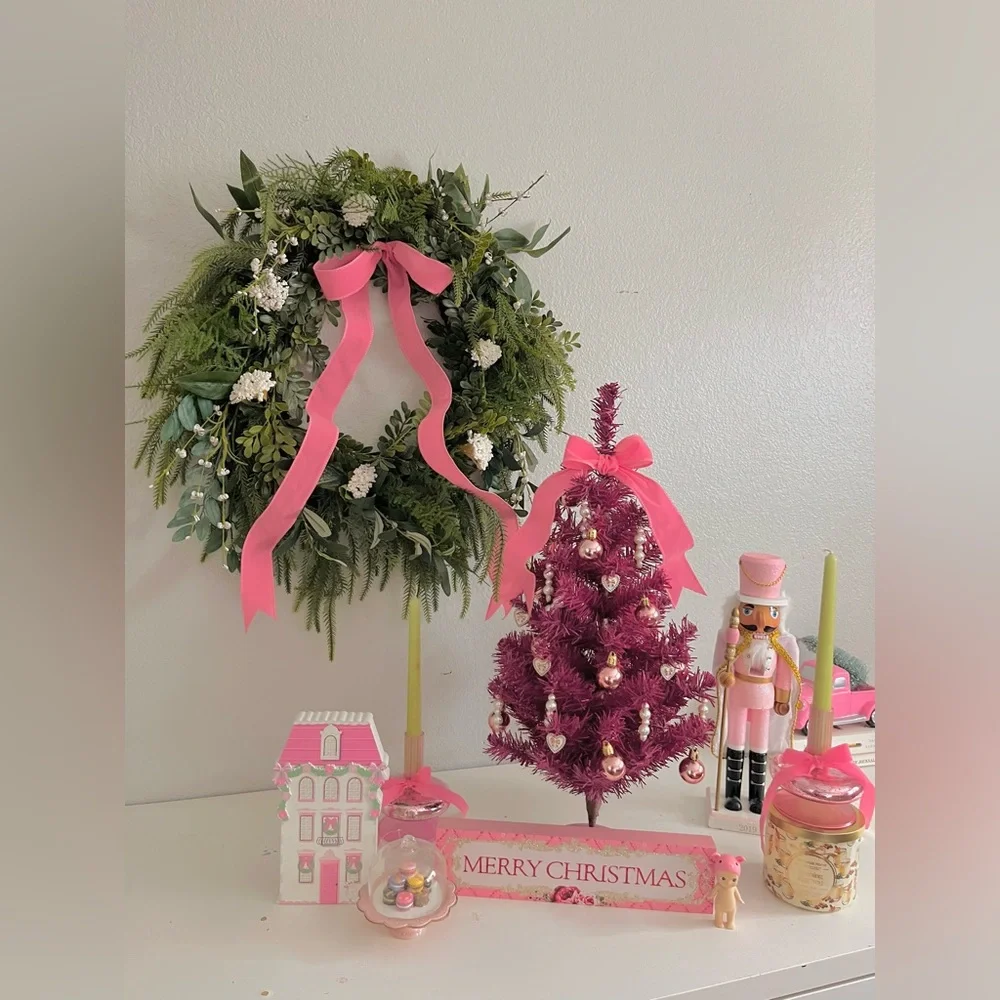 Barbie-Inspired Pink Christmas Tree 22” Coquette Glam Holiday Decor